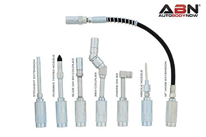 ABN Lube Accessory Kit - 7pc Automotive Universal Grease Coupler Kit and Grease Gun Attachments with Carrying Case