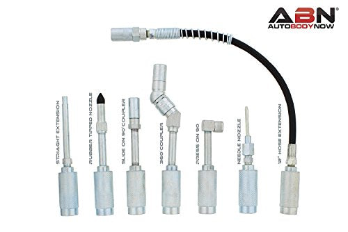 ABN Lube Accessory Kit - 7pc Automotive Universal Grease Coupler Kit and Grease Gun Attachments with Carrying Case