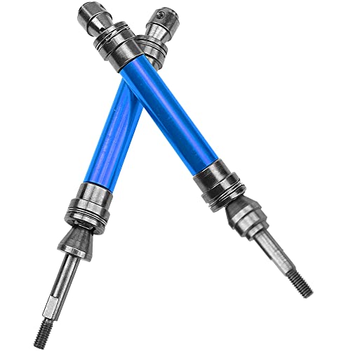 Front & Rear Universal Drive Shaft CVD w/Wheel Hex Hub Compatible with 1/10 Traxxas Slash VXL 4x4 /Stampede VXL 4X4/Hoss VXL 4X4 RC Car Upgrade Part (Blue) - color: Blue