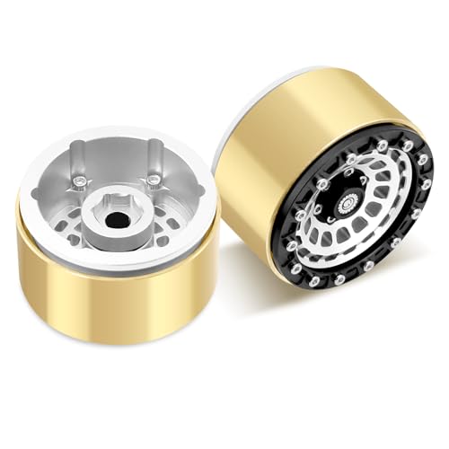 OGRC Brass Aluminum 1.9 Beadlock Wheels 167g Wheel Rims for SCX10 TRX4 | 668g Total Weights, 12mm Hex, for Gen7 Gen8 D90 VS4-10 1/10 RC Carwler, Silver - color: Silver