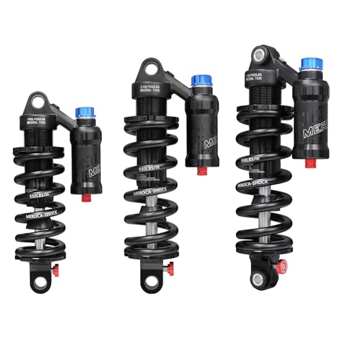 MEROCA Adjustable Air Spring Coil Over Shock Absorber for Mountain Bikes, 190-265mm, 550LBS Spring, Rebound, Compression, Preload, and Air Pressure (200-300 PSI) Fits MTB/Downhill/eBikes - size: 190mm*550lbs