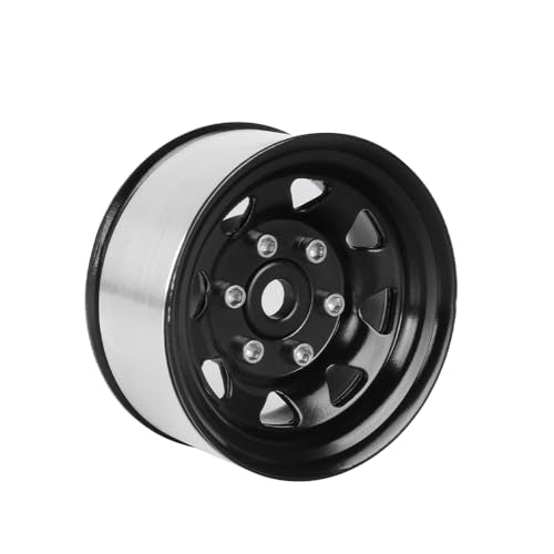 4PCS 1.55 inch Metal Beadlock Wheel Hub RC Car Aluminum Alloy Wheel Rim for 1/10 RC Crawler Car for Axial 90069 D90 TF2 Tamiya CC01 CC02 LC70 LC80 MST(Silver+Black) - color: Silver+black