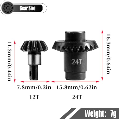 12/24T Front Rear Axles Gear Set for 1/24 Crawler FMS FCX24 FCX18 RC Upgrade Hardened Alloy Steel Stock Gear Speed