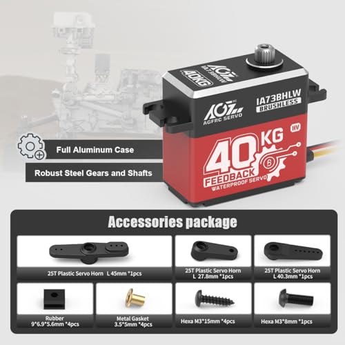 AGFRC 40KG IP67 Waterproof Position Feedback Servo (IA73BHLW) | 8.4V HV, 4-Wire Position Feedback, Programmable, Brushless Motor, Steel Gears, For Robotics & Industrial Use