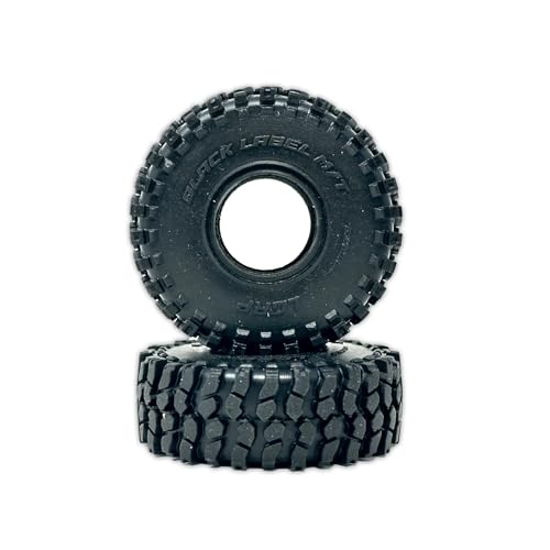 Little Guy Racing Parts Black Label M/T (63mm) 1.0 Inch Tires Compatible with 1/24 RC Axial SCX24, RGT, Element, Enduro, URUAV (4 Tires per Order), Black, 63mmx21mmR1 + Free LGRP Sticker