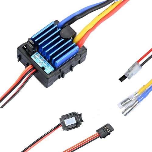 Waterproof Brushed 60A ESC Electronic Speed Controller for 1/10 Traxxas HPI Redcat Tamiya RC Truck, Buggy, Short Course Truck and Rock Crawler