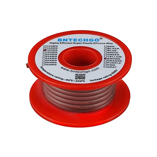 BNTECHGO 16 Gauge Silicone Wire Brown 25ft Stranded Tinned Copper Wire | Flexible 16 AWG Stranded Wire Silicone Rubber Insulation For RC Models, Drone, Robot, Battery, EV Charger, 3D Printer, DIY - color: 16 gauge silicone wire brown, size: silicone wire