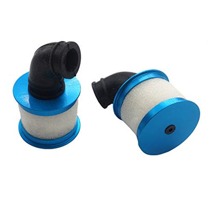 2Pcs RC Air Filter Aluminum Capped Cover with Element Sponge Engine Parts Compatible with Redcat Traxxas HSP Himoto 1/10 RC Nitro Monster Truck Buggy Car