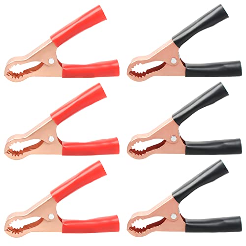 6Pcs 50A Alligator Clips | Black & Red Insulated Heavy Duty Metal Spring Clips for Loading Truck Car Battery Electric Test