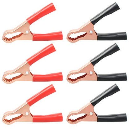 6Pcs 50A Alligator Clips | Black & Red Insulated Heavy Duty Metal Spring Clips for Loading Truck Car Battery Electric Test