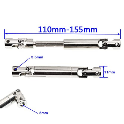 2Pcs Treehobby Stainless Steel Centre Drive Shaft CVD Drive Shaft 110mm-155mm Compatible with Axial Tamiya RC4WD D90 90028 SCX10 SCX0016 1/10 RC Off-Road Crawlers Car