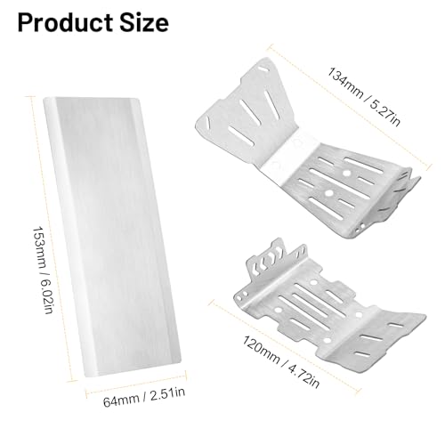RC Car Skid Plate Set, daitoku Stainless Steel Chassis Armor RC Chassis Front & Rear Protector for Arrma 1/10 Gorgon 2WD