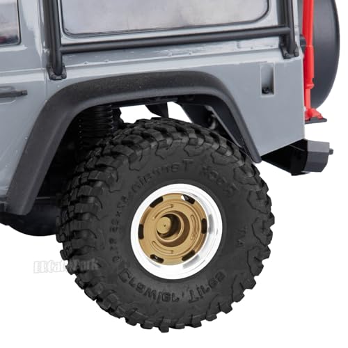 RC 1.0 Wheels and Tires for 1/18 TRX4M,1/24 SCX24 RC Crawler Car,RC Aluminum Wheel Rims & Rubber Tires w/Foam Inserts,RC 1.0 Off Road Buggy Rally Wheels and Tires,Bronze - color: Bronze - (4pcs Bailuchi Tires)