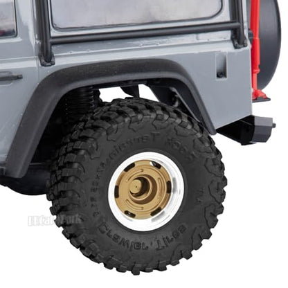 RC 1.0 Wheels and Tires for 1/18 TRX4M,1/24 SCX24 RC Crawler Car,RC Aluminum Wheel Rims & Rubber Tires w/Foam Inserts,RC 1.0 Off Road Buggy Rally Wheels and Tires,Bronze - color: Bronze - (4pcs Bailuchi Tires)