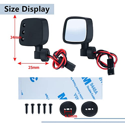 Maleonn RC Left and Right Side Mirrors Kit Rear View Mirrors Set for 1/10 RC Crawler Car SCX10 Upgrades Accessories