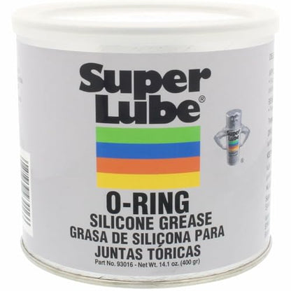 Super Lube O-Ring Silicone Grease - Non-Curing Silicone Compound - for O-Rings, Vacuum Systems & Valve Components - Heat Stable & Moisture Resistant - Translucent White - Canister - 14.1 oz (93016) - size: 14.1 oz Canister