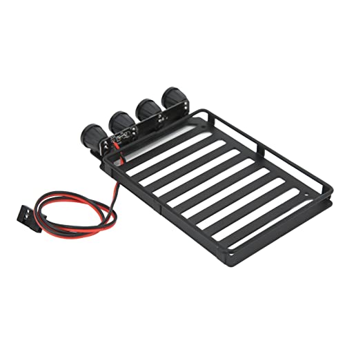 RC Roof Rack Luggage Carrier with LED Light - RC Car Roof Rack Part for Axial SCX24 1/24 RC Crawler(A)