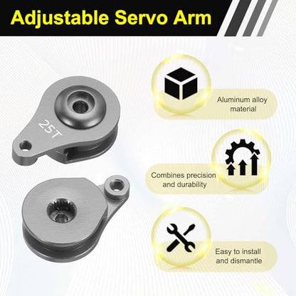 MECCANIXITY 1pcs 25T Servo Horn Arm Adjustable 1 Hole High-Torque Aluminum Alloy Servo Arm for 1/10 RC Model Car Truck Robot Boat Airplane, Titanium - color: Titanium