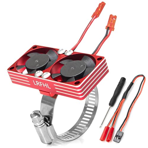 1/7 1/8 1/10 RC Cooling Fan Heat Sink with Adjustable Mount 35-43mm | for 1/7 1/8 1/10 RC Crawler Car 3660 3670 4074 4068 4274, 22000 RPM - style: Red 30*30mm