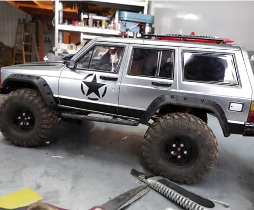 1/10 RC Crawler Hard Body Shell Kit, 313mm Cherokee Style, Gray | Fits Axial SCX10, SCX10 II 90046/90047 & TRX4; hard plastic shell with interior, grille, flares, mirrors and hardware - color: Gray