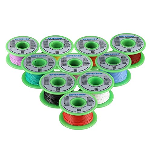 BNTECHGO 26 AWG Silicone Wire Kit 10 Color Each 25ft Stranded Tinned Copper | Flexible 26 AWG Stranded Wire Silicone Rubber Insulation For RC Models, Drone, Robot, LED Lighting Systems, 3D Printer, DIY - size: 10 Colors Each 25ft, style: 26 AWG silicone w