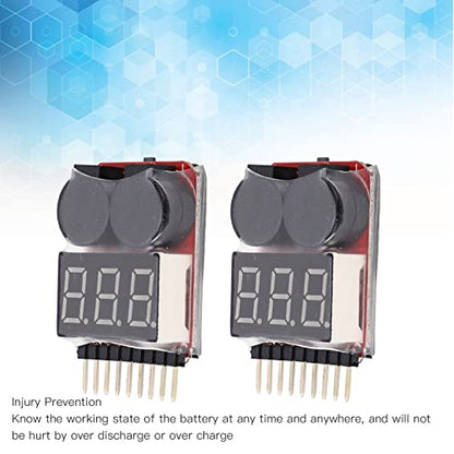 4 PCS 2 in 1 1 8S Lipo Battery Voltage Tester Monitor, Low Voltage Buzzer Alarm RC Battery Checker, Lipo Tester, RC Monitor