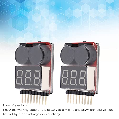 4 PCS Lipo Battery Voltage Tester Buzzer Alarm Compatible with for 2-8S RC Drone Quadcopter Car Boat LED Low Checker