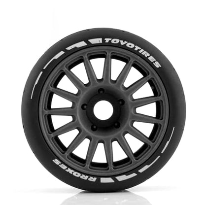 1/8 RC On Road Car Tires And Wheels Rims 17mm Hex 103mm Rubber Rally Tyres For 1:8 Scale RC On-Road Racing Car HPI WR8 HSP Hobao ARRMA Redcat Losi Kyosho VRX RC Rally Drift Car 4PCS (Black A) - color: Black a