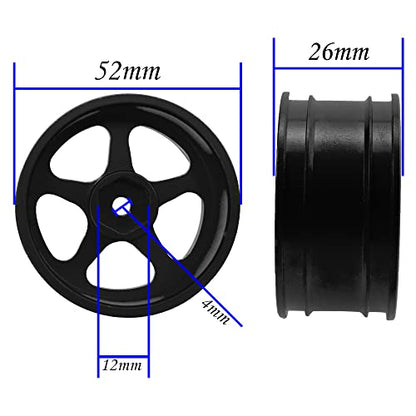 4Pcs Vgoohobby Metal Wheel Rims 12mm Hex Hub 5-Spoke Width 26mm Compatible with 1/10 Tamiya Kyosho HSP HPI Traxxas RedCat Sakura 1/10 On-Road Racing Touring RC Drift Car (Black) - color: Black