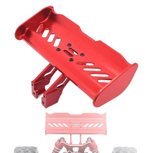 RC Tail Wing Aluminum Tail Wing Rear Spoiler Sturdy 1:14 1:12 Modification Tail Wing Bracket for 144001 124019 144016 4001R, Red - color: Red