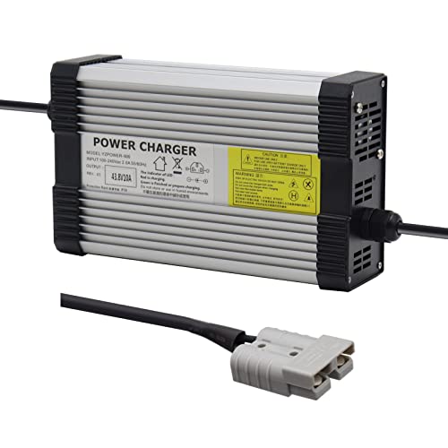 43.8V LifePO4 Battery Charger, 43.8V 10A LiFePO4 Charger for 12S 36V Lithium Iron Phosphate Batteries SB50 Connector