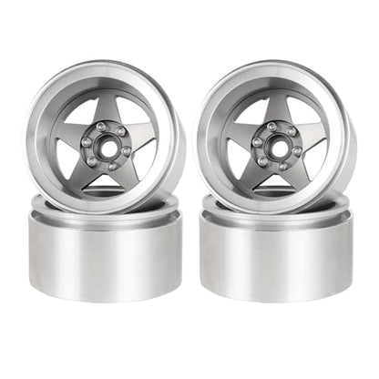Aluminum 2.2" Beadlock Wheel Offset -10mm Metal Rims for SCX10 RR10 TRX4 VS4-10 Gen8 1/10 RC Crawler Car Upgrade Parts (5-Spoke, Gray) - color: 5-spoke, Gray