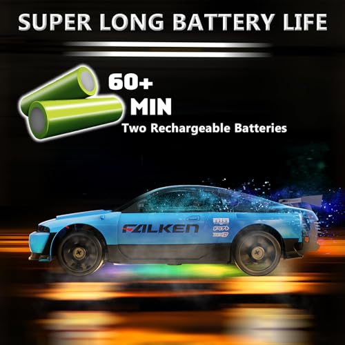 Remote Control Car RC Drift Car 2.4GHz 1:24 4WD 15KM/H High Speed Racing Sport Car with LED Lights Drifting Tire Racing Sport Toy for Adults Boys Girls Kids Gift - color: Blue