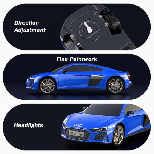 AEROQUEST 1:24 Audi Remote Control Car (R8 Coupe-Blue) | Officially Licensed,Birthday Gift,Toys for ages 3-8,Electric Sport Racing,front-light ,2.4GHz-supports multi-play - color: Audi Blue