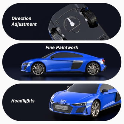 AEROQUEST 1:24 Audi Remote Control Car (R8 Coupe-Blue) | Officially Licensed,Birthday Gift,Toys for ages 3-8,Electric Sport Racing,front-light ,2.4GHz-supports multi-play - color: Audi Blue