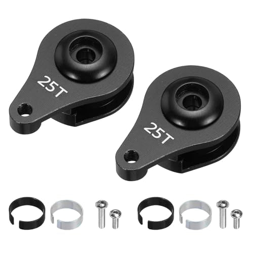 MECCANIXITY 2pcs 25T Servo Horn Arm Adjustable 1 Hole High-Torque Aluminum Alloy Servo Arm for 1/10 RC Model Car Truck Robot Boat Airplane, Black - color: Black
