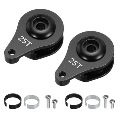 MECCANIXITY 2pcs 25T Servo Horn Arm Adjustable 1 Hole High-Torque Aluminum Alloy Servo Arm for 1/10 RC Model Car Truck Robot Boat Airplane, Black - color: Black