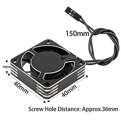 ShareGoo Alloy Brushless Motor ESC Cooling Fan Heatsink 18000RPM 40x40mm JST Plug for 1/8 1/10 1/12 RC Car 540 550 Brushless Motor,4010 (Black-Silver) - color: Black-Silver