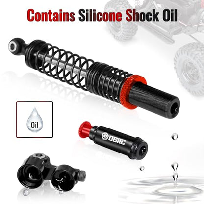 OGRC 100mm Piggyback RC Shock Absorber Oil Shocks for SCX10 TRX4 Upgrades | Aluminum, Double-cylinder, Long Travel, Adjustable Rebound, for 1/10 RC Crawler Car, Black - color: Black