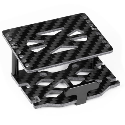 MOHERO RC Battery Tray Double Decker Carbon Fiber ESC Mount Plate for 1/18 RC Crawler Car TRX4M Upgrade Parts