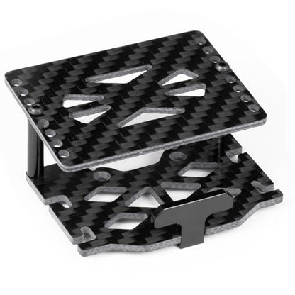 MOHERO RC Battery Tray Double Decker Carbon Fiber ESC Mount Plate for 1/18 RC Crawler Car TRX4M Upgrade Parts