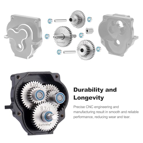1/18 Stainless Steel Transmission Gear Set Compatible with 1/18 RC Crawler TRX-4M Bronco/Defender/F-150 Upgrades(9.7:1)