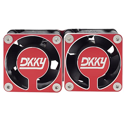 DKKY RC Motor Cooling Fan Heatsink 2Pcs DIY Kit for TRX4 ARRMA Axial 1/10 1/8 1/5 RC Model Car Upgrade Parts (Red) - style: Red