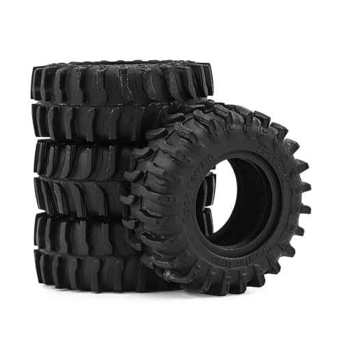 0.7" Rubber Crawler Tires 1.42x0.55in (36x14mm) for 1/30 SCX30 RC Crawler – Upgrade Parts (4Pcs) - color: Black C