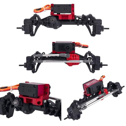 SCX10 III Servo Mount,Servo on Axle Mount, AR45P Portal Axle 4-Link Suspension for 1/10 RC Crawler Car SCX10 III Aluminum Alloy Upgrade Parts (Black) - color: Black