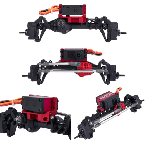 SCX10 III Servo Mount,Servo on Axle Mount, AR45P Portal Axle 4-Link Suspension for 1/10 RC Crawler Car SCX10 III Aluminum Alloy Upgrade Parts (Red) - color: Red
