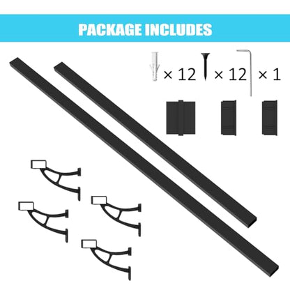 Foot Rail Kit–Wall Mounted Bar Railing Multiple Sizes (7 Feet) | Black Heavy Duty Metal Railing Hardware, Combined Installation and Sturdy Square Tube Design, for Restaurant, Bar,Office,Home - size: 7 Feet
