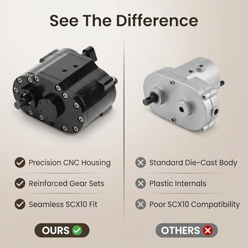 RC Transmission Gearbox, Alloy 2 Speeds Transfer Gearbox Replacement for SCX10 D90 1/10 Scale RC Crawler