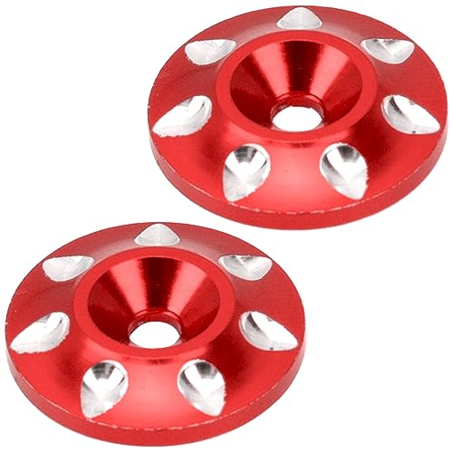 2Pcs Vgoohobby RC Metal Rear Wing Buttons Gasket,Universal Rear Fixed Tail Protection Spacer for 1/10 RC Off Road Short Truck Buggy Racing Car (Red) - color: Red