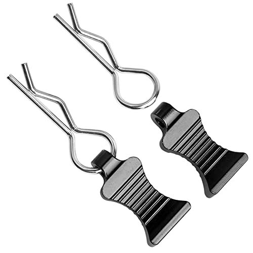 RC Body Clips Pins with Metal Aluminum Pull Tabs 1.2mm Rod for All 1/10 1/12 Scale Redcat HPI Himoto HSP Exceed RC Car Truck Buggy Shell Replacement Parts (Black) - color: Black